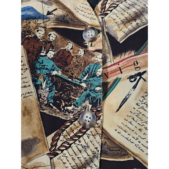 August Silk Blouse Size Small All Over Print 100% Silk Business Casual Travel - Picture 5 of 6